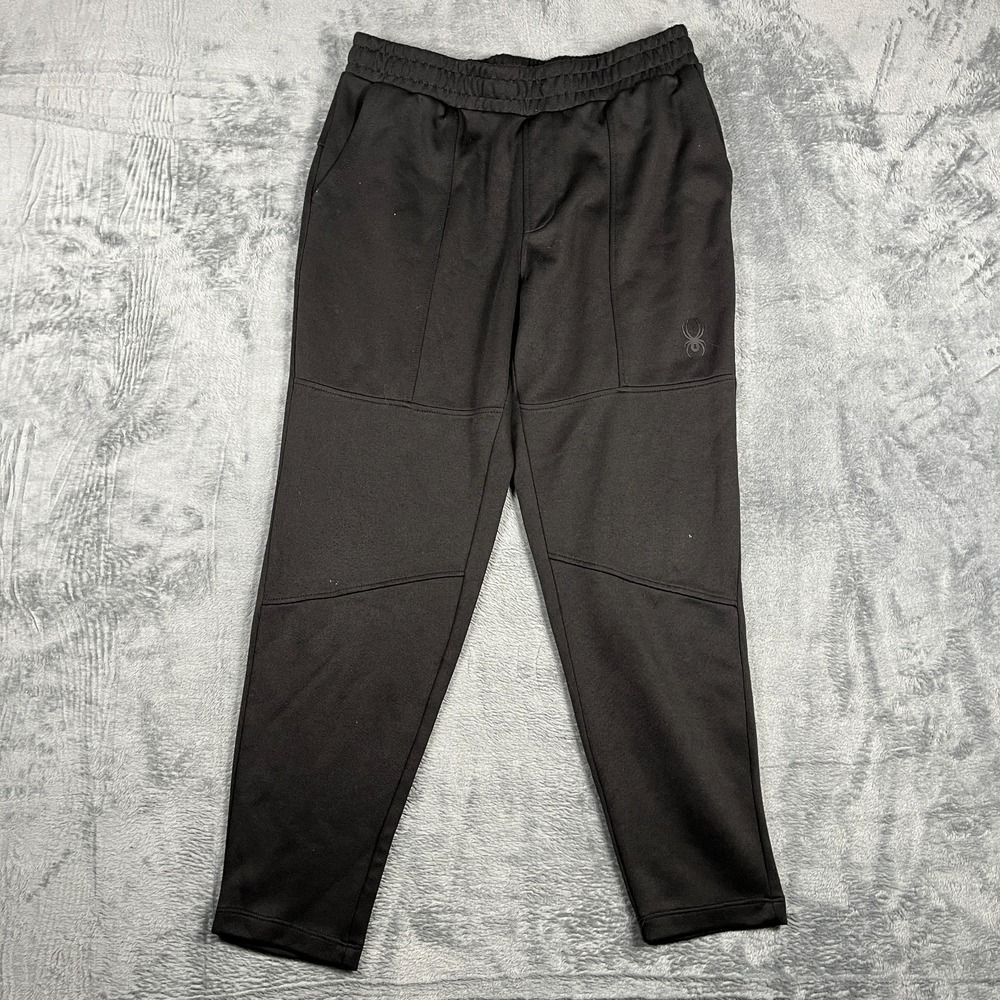 Spyder Active ProWEB Sweatpants Mens Medium Black Tonal Logo Performance Joggers